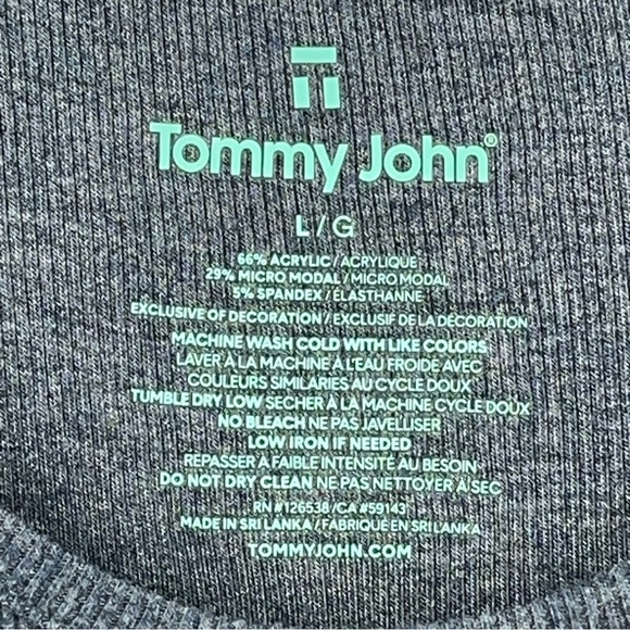 NWT Tommy John L Ribbed Lounge Tank 0276 Folkstone Gray blue stretch - Picture 5 of 9